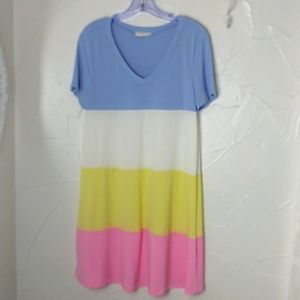 Entro Color Block Bright Pastels Mini Shift‎ Dress Y2K Vintage Look